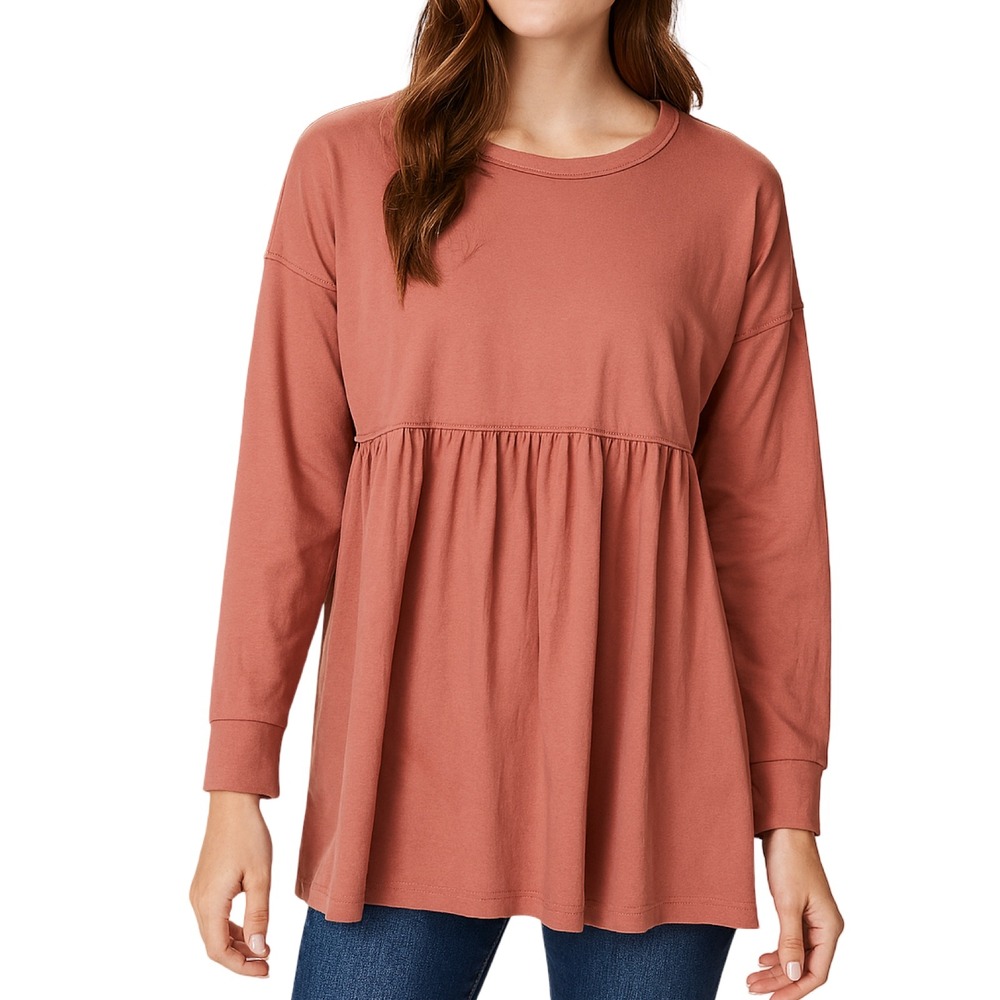 Evys Tree Babydoll Tunic Top Women‎ M Francesca Casual Flowy Pink Girly Neutral